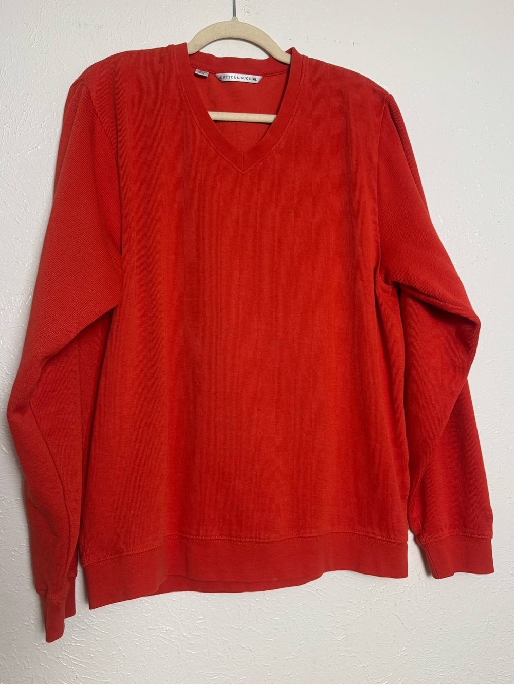 Cutter Buck Cotton Red Orange Pullover VNeck Sweater